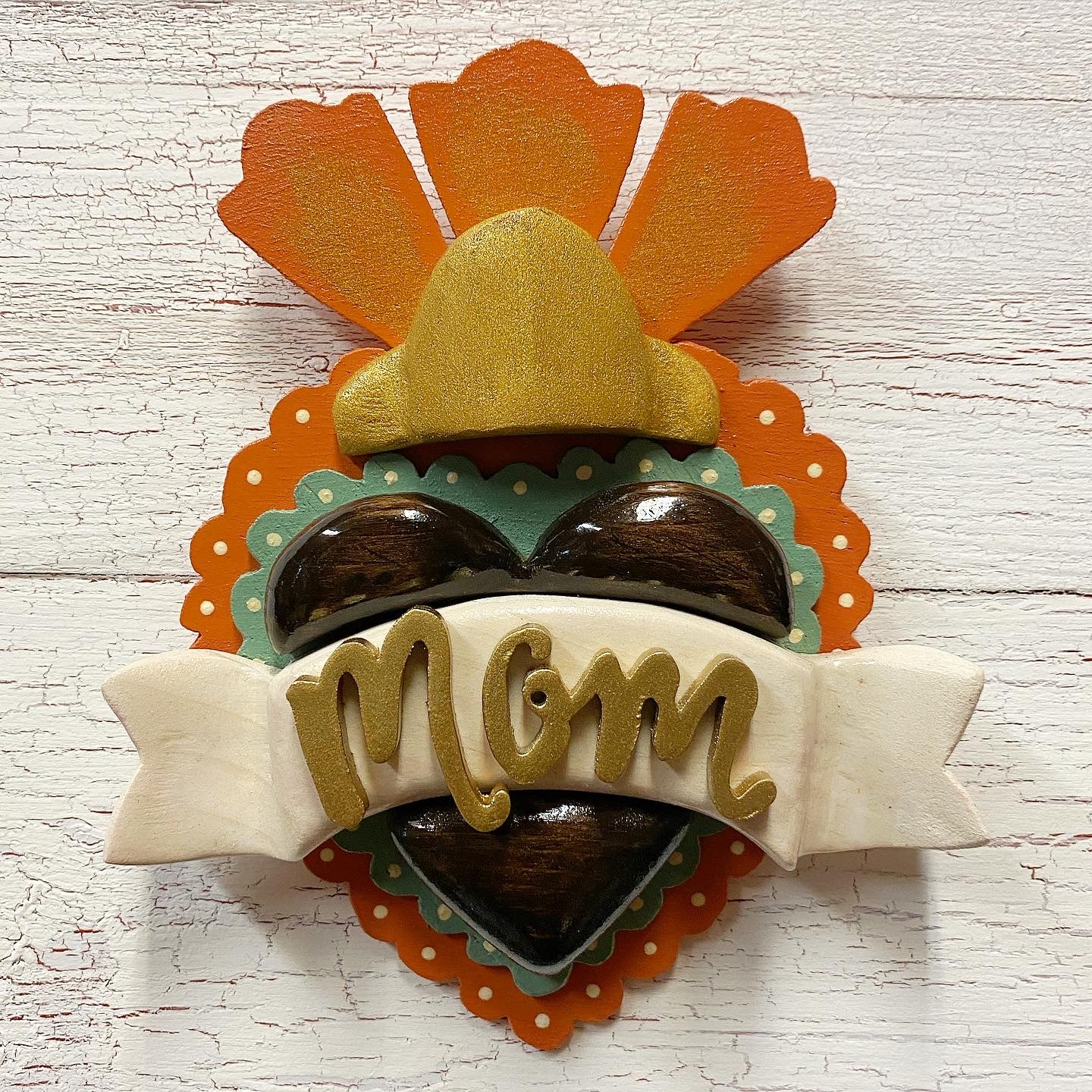 Layered wood scroll heart