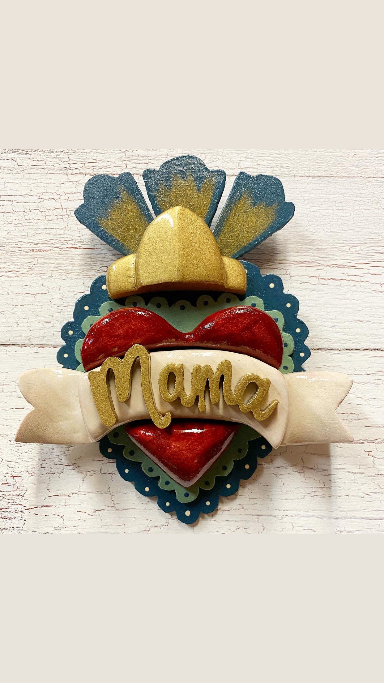 Layered wood scroll heart