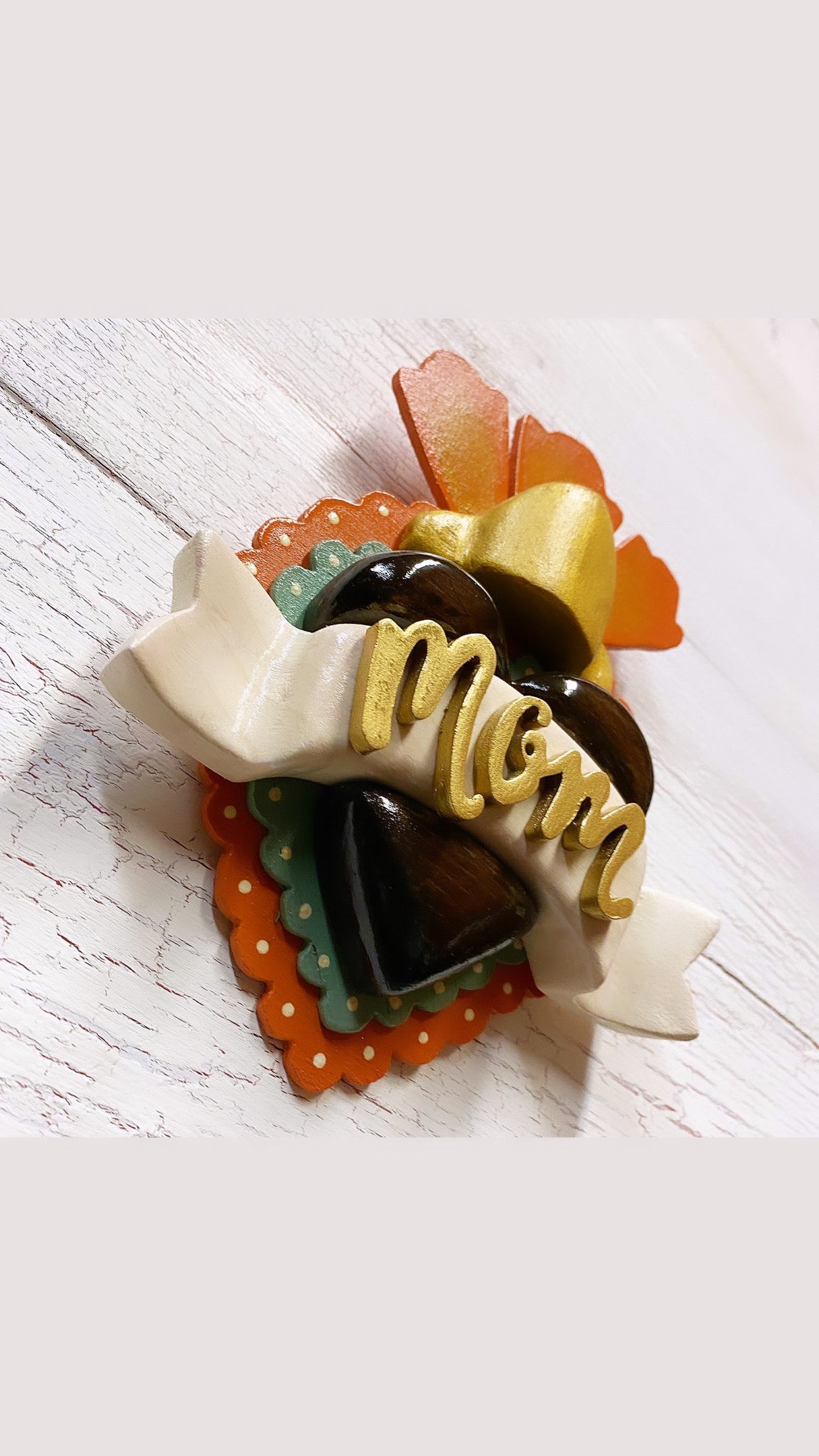 Layered wood scroll heart