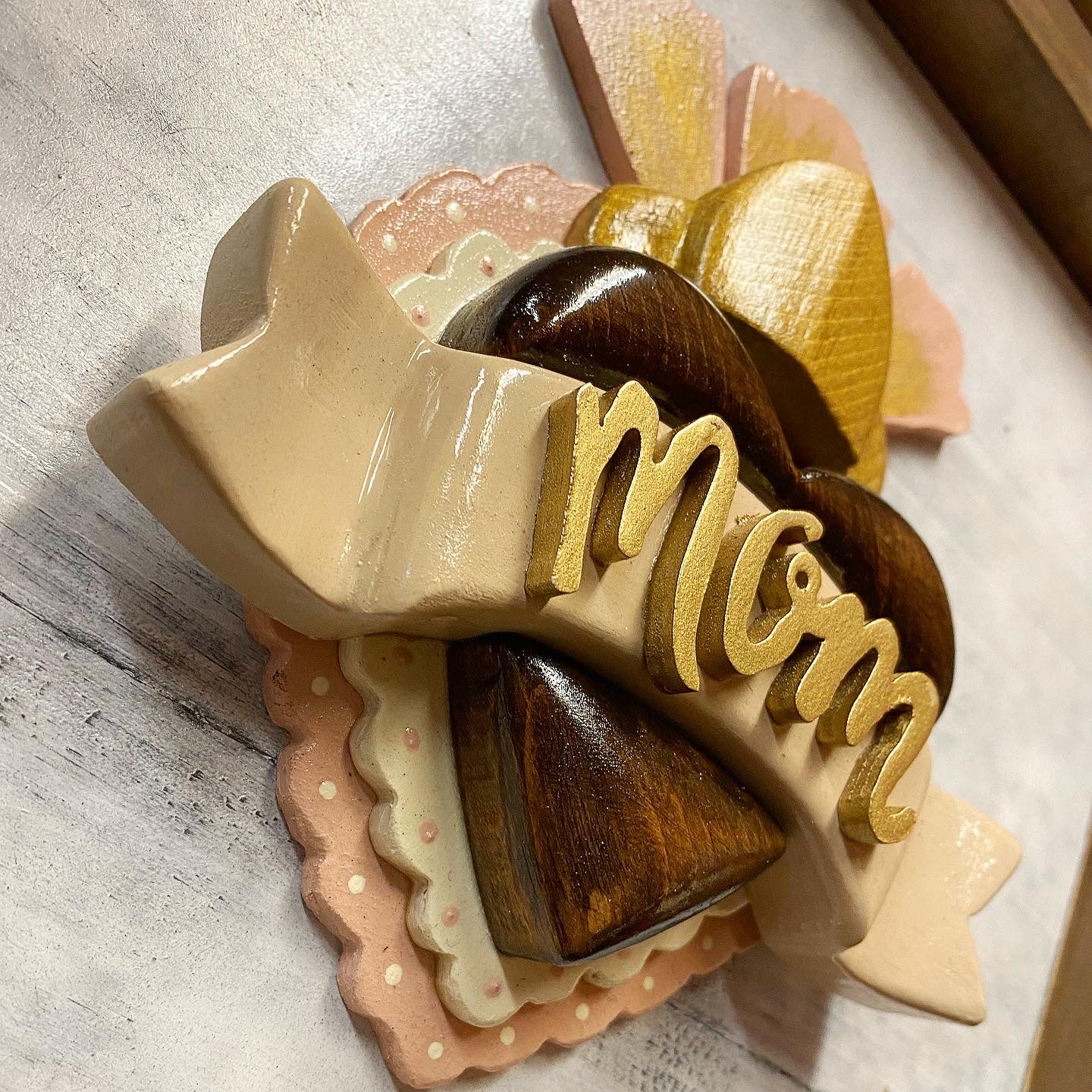 Layered wood scroll heart