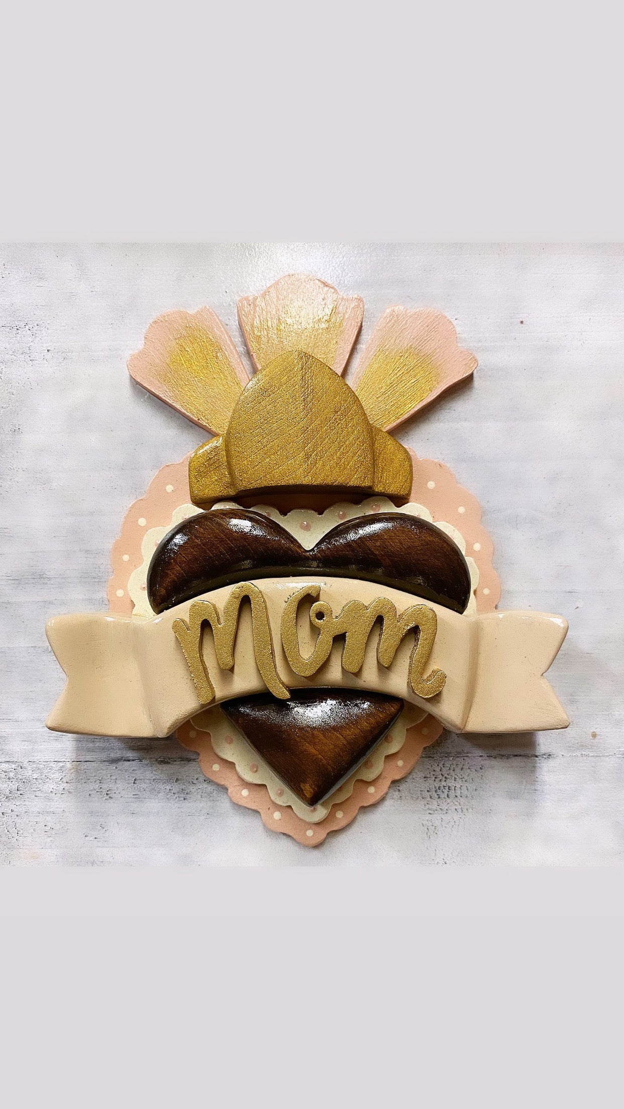 Layered wood scroll heart